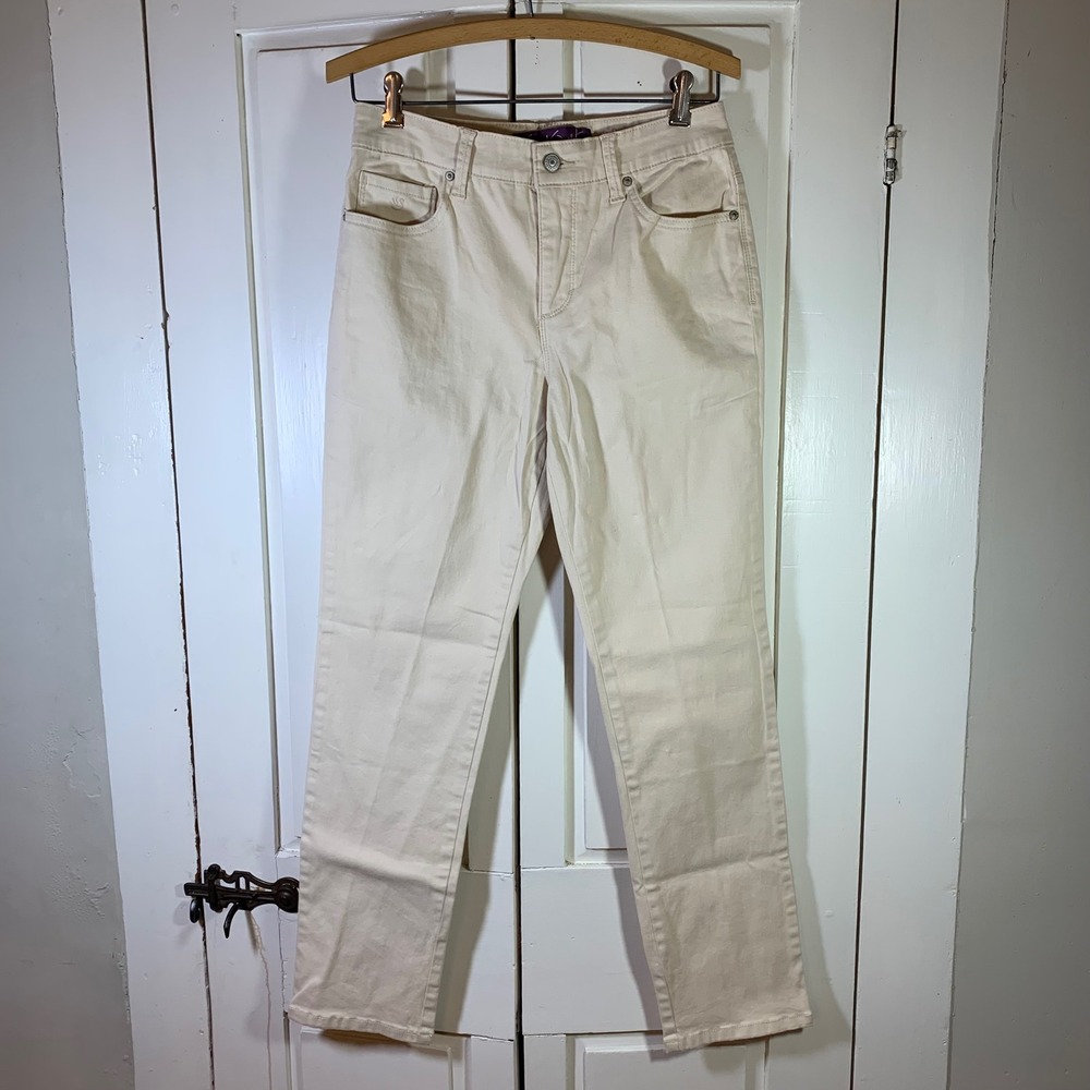 Gloria Vanderbilt‎ Amanda 2.0 Slim Leg Pants Women's Size 6 Cream Casual